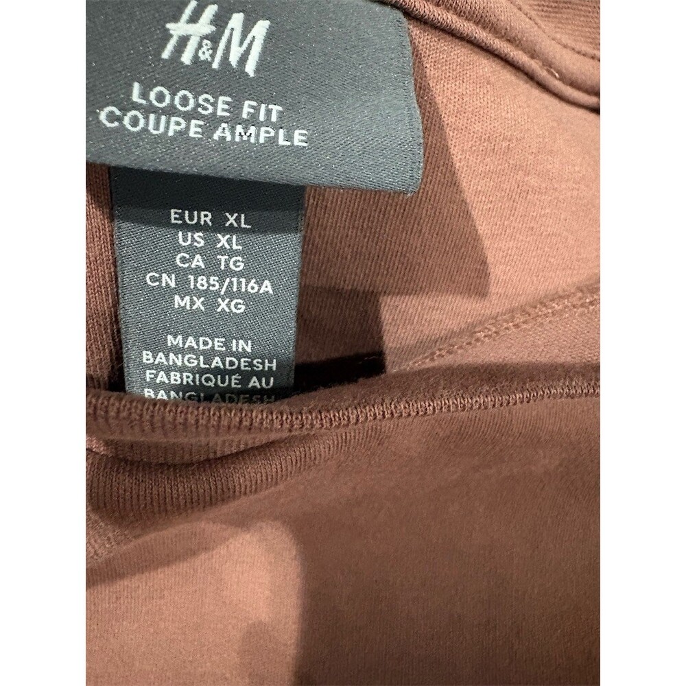 H&M T-Shirt Mens XL Maroon Crew Neck Short Sleeve Loose Fit Oversized - Picture 6 of 9